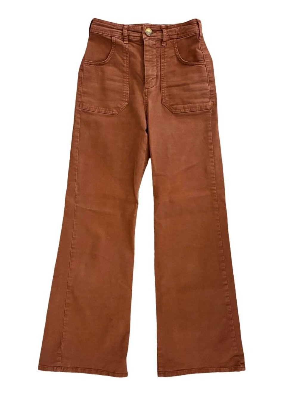 Marine Layer Bridget Full Length Flare Pant, Rust Brown, Size 2 - Picture 5 of 8